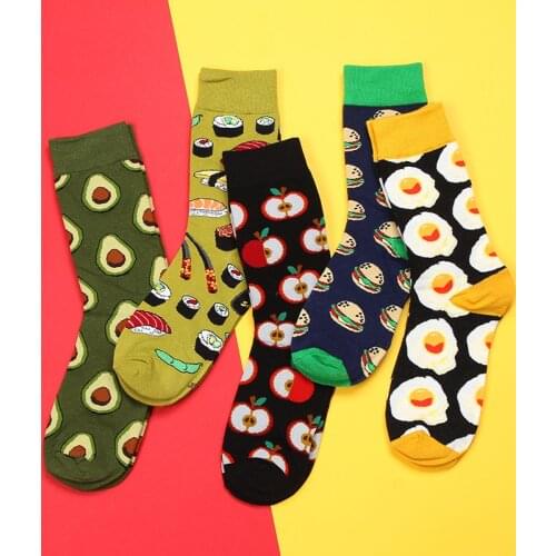 Harajuku Funny Socks Women Crazy Fruit Sushi Amazing Fun Socks Hip Hop Skateboard Happy Socks Men Cool Fashion Skarpetki Sokken