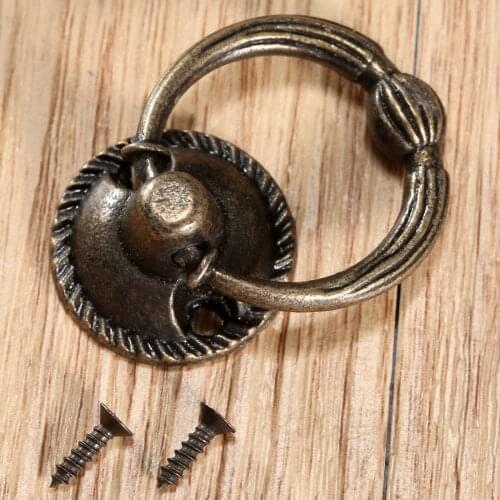 1Pc Antique Bronze Furniture Knobs & Handles Drawer Wardrobe Cabinet Door Handle Kitchen Cupboard Ring Pulls Handle Knob 37x27mm