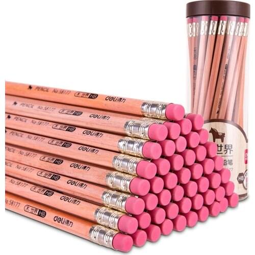 10 pcs Student Writing Pencil with Eraser Rubber Head Exam Art Painting Sketch Pencil Safety Log 2B/HB Hexagon Rod