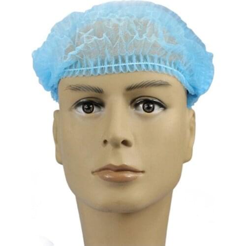 100PCS Non-woven Disposable Shower Cap Pleated Dust Cap for Ladies and Men for Spa Salon Beauty Hair Hygiene Accessories