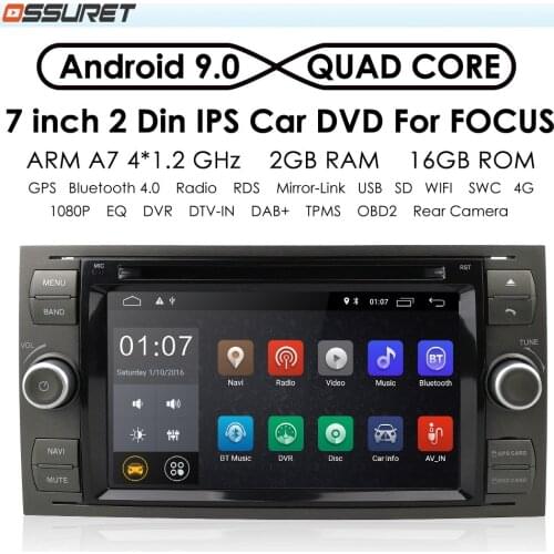 2 Din Android 9 Car DVD Radio Player for Ford Focus Mondeo S-max C MAX Galaxy Fiesta Transit Fusion Connect Kuga 2008 CAR GPS