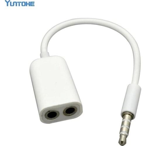 3.5mm White Audio Splitter Cable 1 to 2 Audio Splitter Line Cable for iPhone For Samsung Galaxy HTC XiaoMi Lenovo100pcs/lot