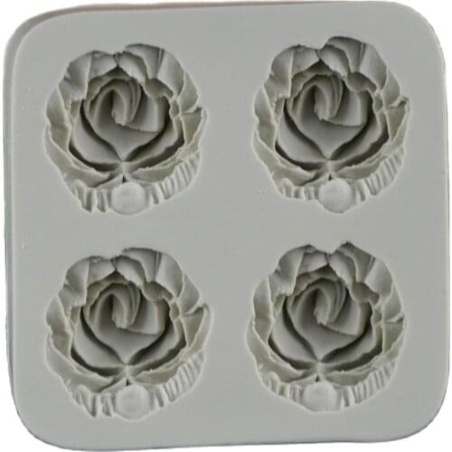 4 Styles 3D Liquid Silicone Roses Shaped Baking Mold Fondant Cake Tool Chocolate Candy Cookies Pastry Soap Moulds H353