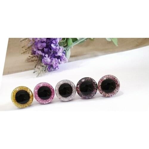 40pcs/lot 16mm & 20mm & 24mm new clear round plastic safety toy eyes +glitter Nonwovens+washer for diy --size &color option-N5