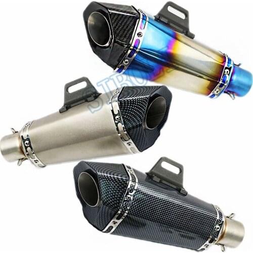 51MM Motorcycle Escape Moto Carbon fiber Exhaust Pipe Muffler with sticker removable DB Killer For DUKE 390 CB400 CRF230 FZ1 FZ6