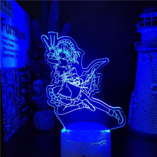 Anime 3d Lamp Touhou Project Sakuya Izayoi Led Night Light Girls Kids Bedroom Decor Nightlight Table Lamp Gadget Birthday Gift