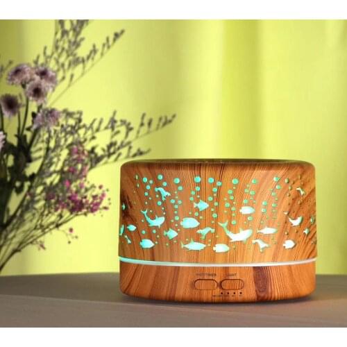 IHoven 700ml Wood Grain Aroma Diffuser Home Humidifier Color LED Light Essential Oil Diffuser Aromatherapy Electric Oil Sprayer