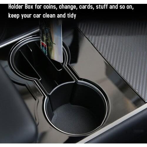 Car Center Console Multifunctional Storage Box Armrest Holder Box for Coins, Change, Stuff Organizer Box for Tesla Model 3