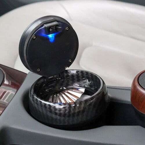 Car ashtray, easy to clean, press with light and cover, creative car interior, car auto supplies N17A