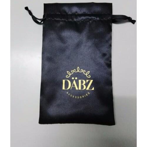 Free shipping 1000/pcs satin small drawstring bags 12*20cm jewelry bags wholesale custom hair packaging bags with 1 color logo