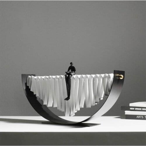 Large 52cm Modern Light Luxury Metal Statue Creative Art Soft Decorations Home Model Room Porch Cabinet Character Ornaments