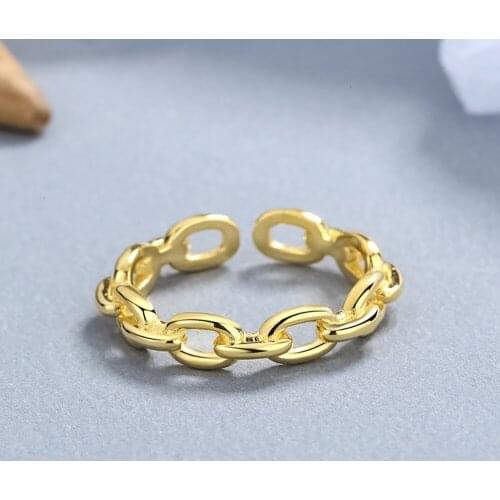 NIBASTAR Chain Open Ring For Women Vintage Gothic Twist Adjustable Ring Simple Fashion Geometry Copper Jewelry Wholesale