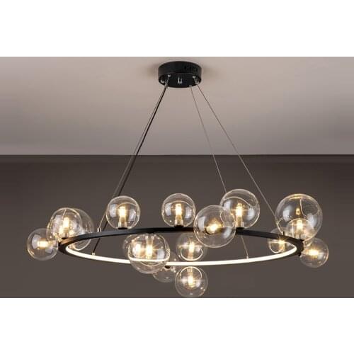 G9 LED Art Deco Glass Bubble Gold Black Round Designer Suspension Luminaire Lampen Pendant Lights.Pendant light For Foyer