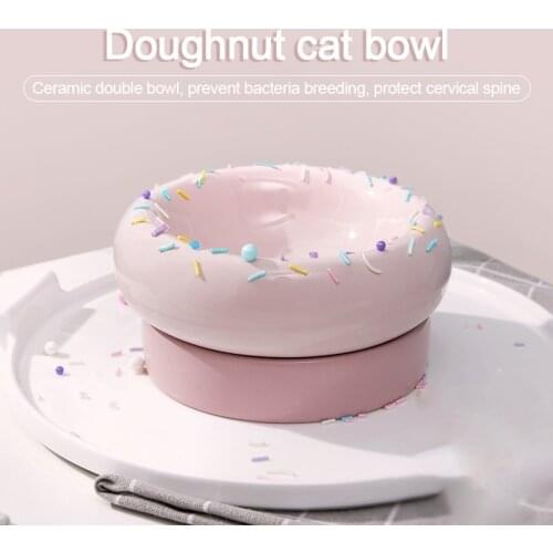 Ceramic Cat Dog Bowl Dish with Stand No Spill Pet Food Water Feeder Cats Small Dogs Pet Bowl Ceramic Bowl Pet Products for Cat