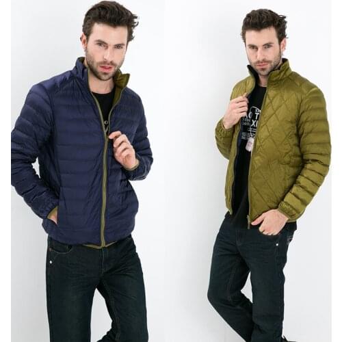 Fall Winter man Duck Down Two Side Wear Jacket Ultra Light Thin Plus Size Winter Jackets Men Fashion Spring Outerwear Coat