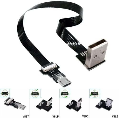 FPC micro USB kabel ladegerät USB kabel Suntaiho 90 grad ellenbogen flache weiche FPV daten kabel, geeignet für Samsung/Xiaomi A