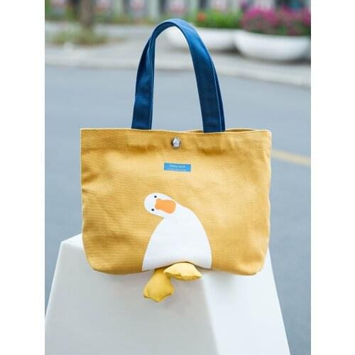 Mini duck bag female net red messenger shoulder cloth bag ins wind student portable large-capacity canvas bag