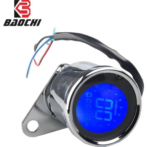 Motorcycle Modified Digital Speedometer Tachometer Oil Level Meter 12V LED Electronic Instrument Adjustable 7 Color LCD Odometer