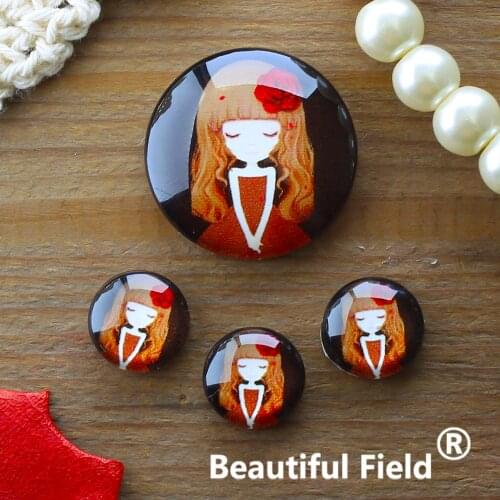 12mm 25mm 14mm 16mm 18mm 20mm Photo Glass Cabochons Round Cameo Set Handmade Settings Stone Girl FFR25