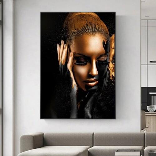 Wall Canvas Art African Art Woman Oil Painting on Canvas Cuadros Posters and Prints Scandinavian Wall Picture for Living Room