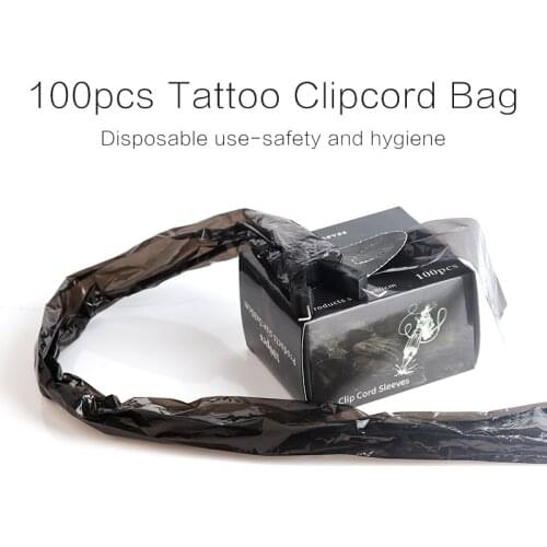 100pcs Tattoo equipment Black Tattoo machine hook line protection bag Disposable hook line bag for Tattoo Accessories