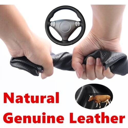 Genuine Calfskin Leather Car Steering Wheel Cover for Mercedes Benz SLK-Class W170 W171 SLK 2004-2008 C230 Kompressor Sport