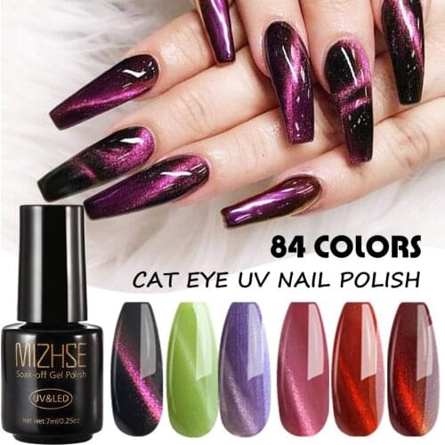 MIZHSE Cat Eyes Soak Off UV Gel Nail Polish Cat Eye Stamping Hybrid Varnish Magic Color Change Magnetic Nail Gel Need Top Base