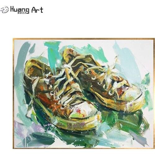 Professional Artist Hand-painted High Quality Canvas Shoes Oil Painting For Wall Decorative Modern Abstract Shoe Canvas Painting