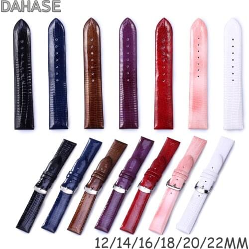 Watch Band Oil Wax Glossy Genuine Leather Strap Lizard Pattern 12 14 16 18 20 22mm Wrist Watchband Replacement Watch Bracelet