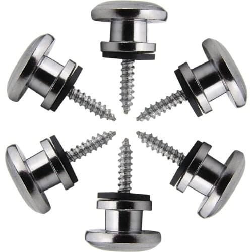 NEW 10 Pairs of Mushroom Head Guitar Straplocks Strap Locks Buttons Chrome Metal
