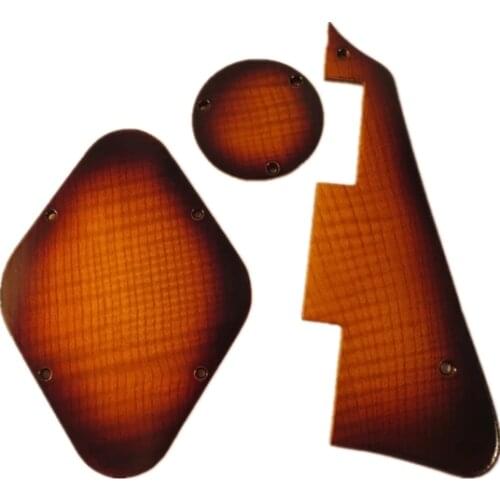 Hand-made maple wood Guitar Pickguard +back coverplate+switch cavity cover#4243