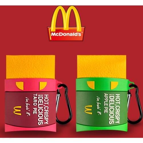 3D Funny Simulation McDonalds Apple Pie Taro Pie Headphone Cases For Apple Airpods 1/2 Cute Silicone Protection Earphone Cover