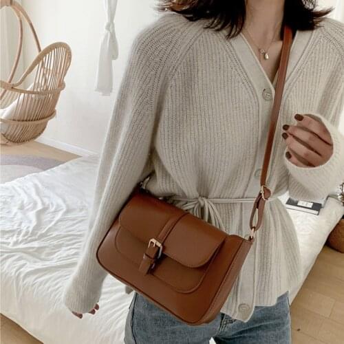 Women Fashion Crossbody Bag Casual Shoulder Bags PU Leather Luxury Messenger Bag Buckle Handbag Solid Color Tote Bag Wallet Pack