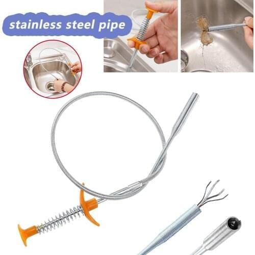 60cm Kitchen Sink Cleaning Hook Sewer Dredging Device Spring Pipe Hair Dredging Tools For Kitchen Sink Bathroom Tub And Toilet