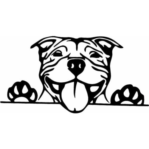 16CMX8CM Funny Car Sticker Paws Up Pitbull Bully Dog Decal KK Vinyl Decor Black/Silver Car Accessories