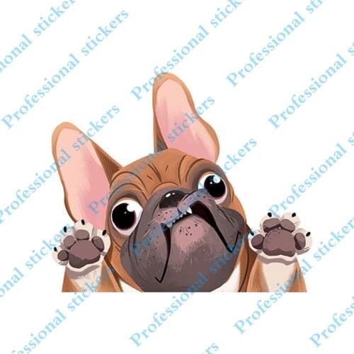 Funny 13cm x 10.9cm Cute French Bulldog Sticker Car Window Decoration Cartoon Dog Car Stickers Reflective Decal Car Styling
