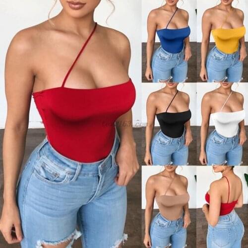 Women Summer Sleeveless Crop Tube Top Sexy Off Shoulder Solid Color Bandeau Single Strap Wrapped Chest Slim Vest S-5XL