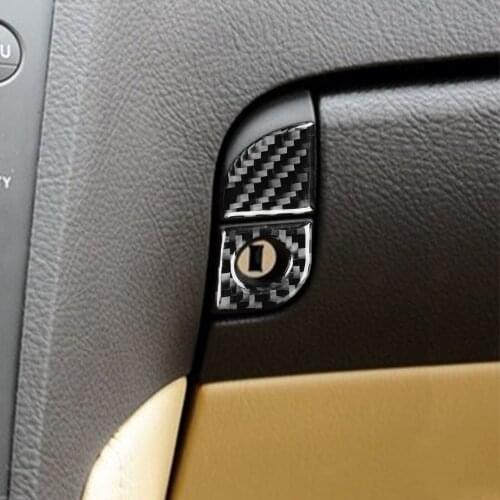 2Pcs Genuine Carbon Fiber Car Glove Box Switch Button Frame Panel Cover Trim Sticker For Lexus GS 2006-2011