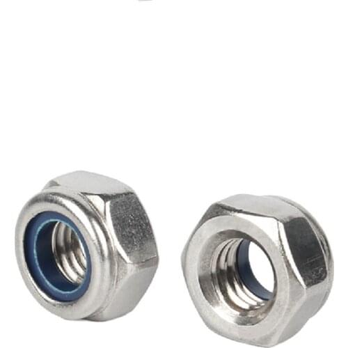 20Pcs DIN985 M2 M2.5 M3 M4 M5 M6 M8 304 Stainless Steel Nylon Self-locking Hex Nuts Locknut Slip Lock Nut