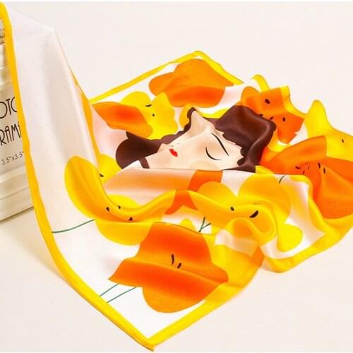 2021 New Spring 100% Silk Scarf Women 53*53cm Pure Natural Silk Square Scarf Neckerchief Hand Scarf Female Bandana Head Scarf