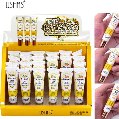 24Pcs/lot Lip Oil Set Natural Moisturizing Argan Oil Coconut Oil Lip Gloss Makeup Nourishing Liquid Lipstick Cosmetic