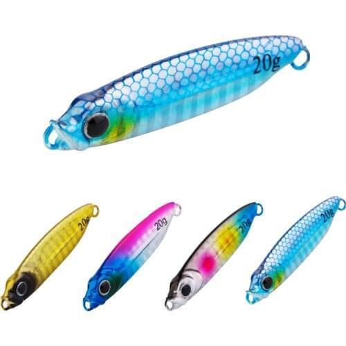 5pcs/lot 30g Slow Jigging Slim Metal Jig Fishing Lure Luminous Lead Fishing Baits Artificial Swim Bait With Double Hooks