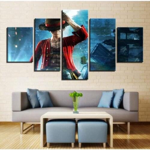 5 Piece Wall Art Canvas Anime Manga Pirate King Figure Posters And Pictures Modern Home The Wall Decoration Paintings