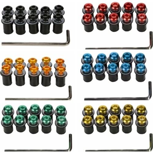 10pcs Aluminum Motorcycle Bolt Screw Nut M5 x 15mm CNC Windscreen Windshield Screws Bolts Nuts Fastener Kit Motorbike Mounting