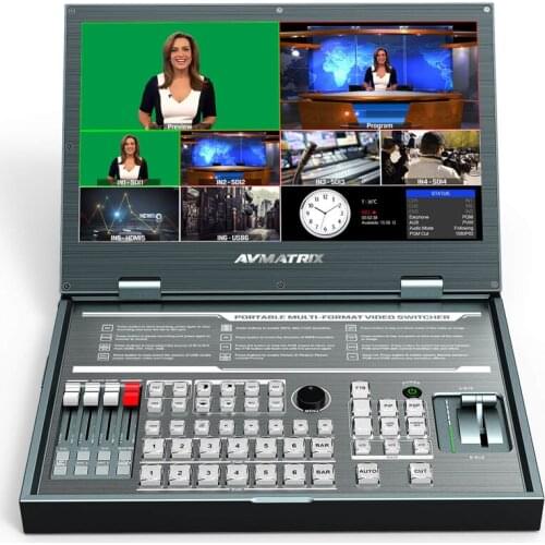 AVMATRIX PVS0615 Video Switcher Multi-Format portable Mixer 15.6 inch FHD LCD Display 6 Channel Inputs