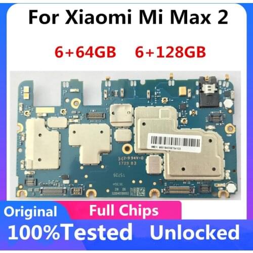Free shipping For Xiaomi MI Max 2 Motherboard Original Unlock Clean IMEI Android OS Full Chips Logic Board 64/ 128/ 256 Circuits