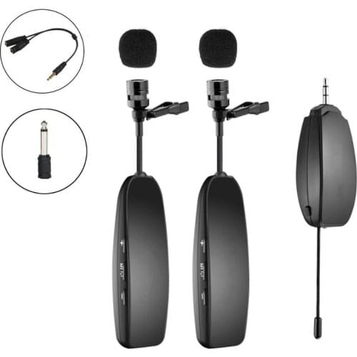 Wireless Dual Lapel Microphones 2 Lavalier Microphones Ideal for SpeakersFitness PhonesCameras