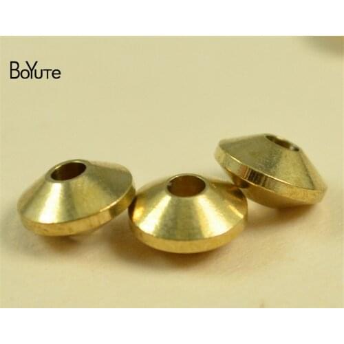 BoYuTe 100Pcs 6.5MM 5MM Metal Brass Beads Diy Hand Made Beaded Spacer Loose Beads Jewelry Making