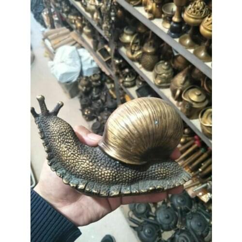 Handmade Bronze Lucky Snail Sculpture in Chinese Decoration Collection
