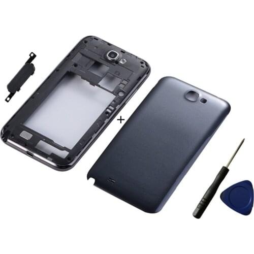 For Samsung Galaxy Note 2 GT-N7100 N7100 Housing Middle Frame Cover + Battery Back Cover+Home Button Return Key Keypad+Tools